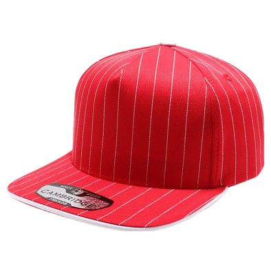 PB328 5-Panel Pinstripe Snapback Hat (Red/White)