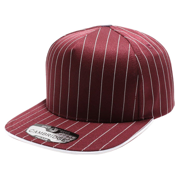 PB328 5-Panel Pinstripe Snapback Hat (Burgundy/White)