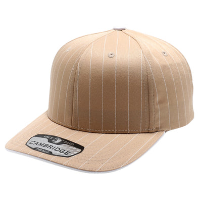 PB327 6-Panel Pinstripe Snapback Hat (Khaki/White)