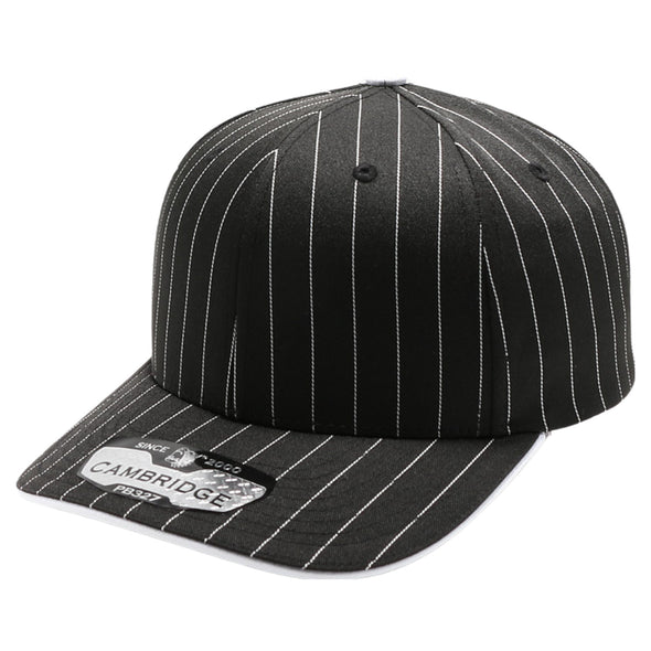 PB327 6-Panel Pinstripe Snapback Hat (Black/White)