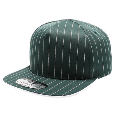 PB328 5-Panel Pinstripe Snapback Hat (D.Green/White)