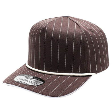 PB328R 5-Panel Pinstripe Snapback With Rope (Brown/White)