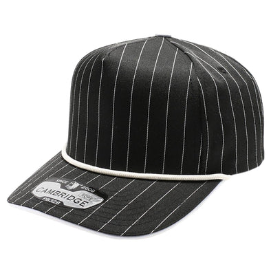 PB328R 5-Panel Pinstripe Snapback With Rope (Black/White)