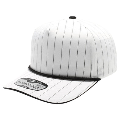 PB328R 5-Panel Pinstripe Snapback With Rope (White/Black)