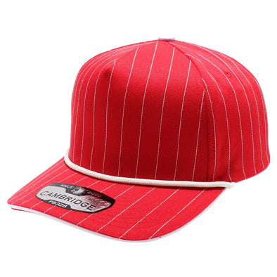 PB328R 5-Panel Pinstripe Snapback With Rope (Red/White)