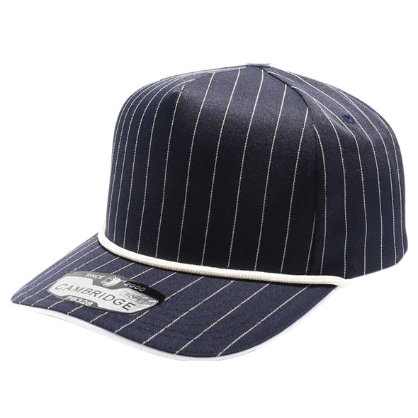 PB328R 5-Panel Pinstripe Snapback With Rope (Navy/White)