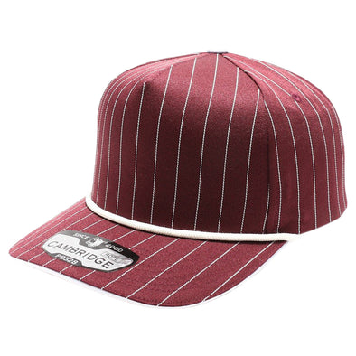 PB328R 5-Panel Pinstripe Snapback With Rope (Burgundy/White)