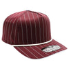 PB328R 5-Panel Pinstripe Snapback With Rope (Burgundy/White)