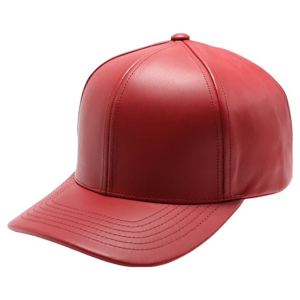 PB271L 100% Genuine Leather Velcro Hat [Red]