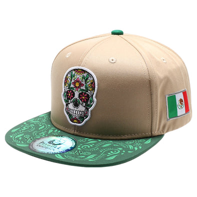 Mexico Series Snapback Sugar Skull (Khaki)