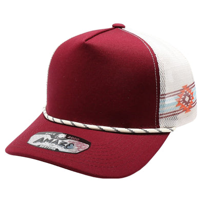 PB225W Five Panel Western Rope [Burgundy/Cream]