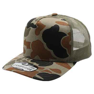 PB285M Five Panel Old School Camo High Frame Meshback [Olive]