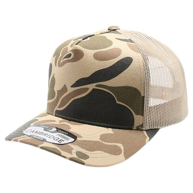 PB285M Five Panel Old School Camo High Frame Meshback [Khaki]