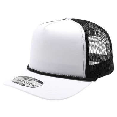 PB225R Five Panel Cambridge Trucker Rope [White/Black]