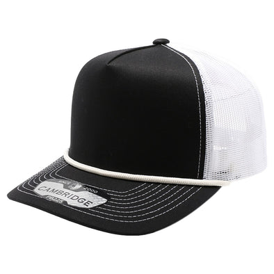 PB225R Five Panel Cambridge Trucker Rope [Black/White]