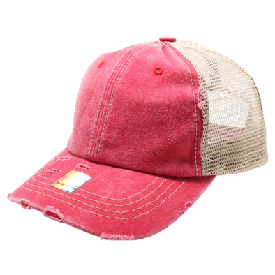 PB220 Pit Bull Pigment Dyed Trucker Hat [Red/Khaki]