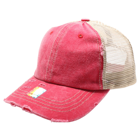 PB220 Pit Bull Pigment Dyed Trucker Hat [Red/Khaki]
