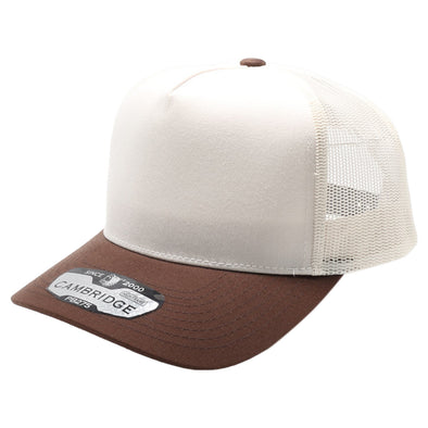 PB275 Five Panel 2-Tone High Frame Meshback [Cream/Brown]