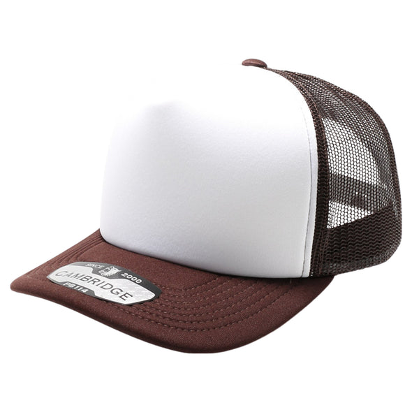 PB114 Pit Bull 5 Panel Foam Trucker Hat  [White/Brown]