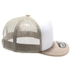 PB114 Pit Bull 5 Panel Foam Trucker Hat [White/Khaki]