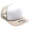 PB114 Pit Bull 5 Panel Foam Trucker Hat [White/Khaki]