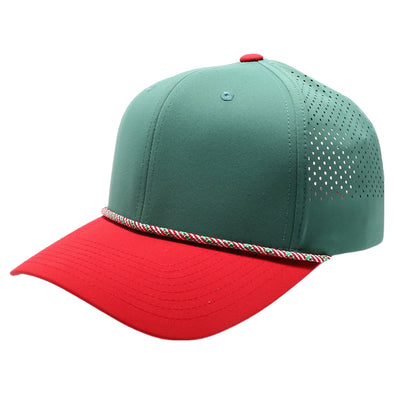 PB301T 6-Panel Cambridge Hybrid Rope Perforated [Green/Green/Red]