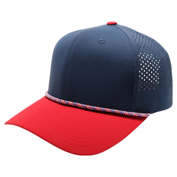 PB301T 6-Panel Cambridge Hybrid Rope Perforated [Navy/Navy/Red]