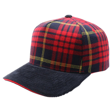 5 Panel Plaid Sandwich Visor [Red/Navy]