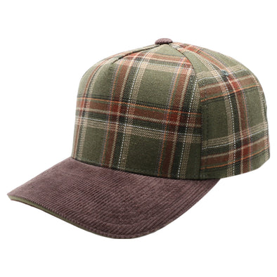 5 Panel Plaid Sandwich Visor [Olive/Brown]