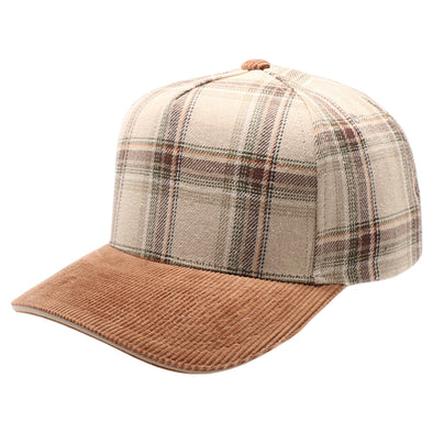 5 Panel Plaid Sandwich Visor [Khaki/Camel]