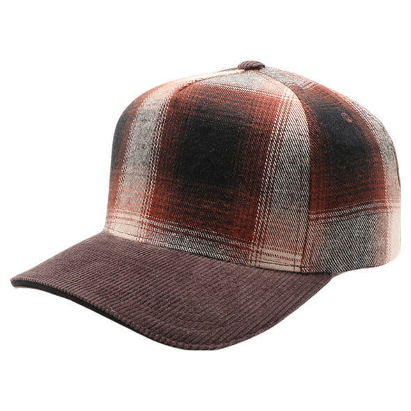 5 Panel Plaid Sandwich Visor [Brown]