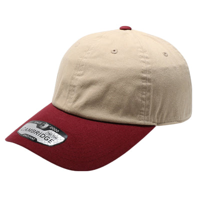 PITBULL Two Tone Cotton Dad Hat [Khaki/Burgundy]