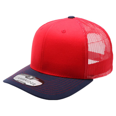 PB222T Pit Bull Cambridge Tri-Color Trucker Hat [Red/Red/Navy]