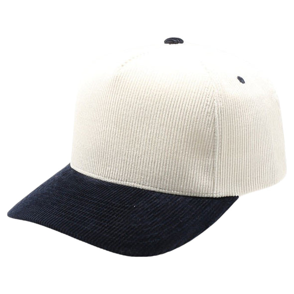 PB331CR Five Panel Two-Tone Corduroy High Frame [Cream/Navy]
