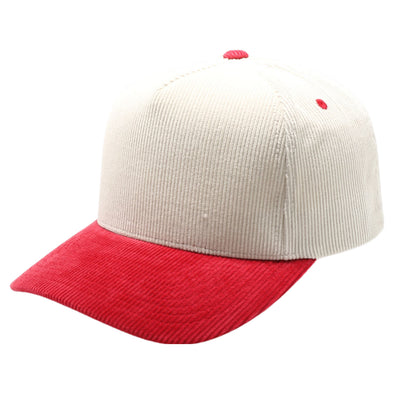 PB331CR Five Panel Two-Tone Corduroy High Frame [Cream/Red]