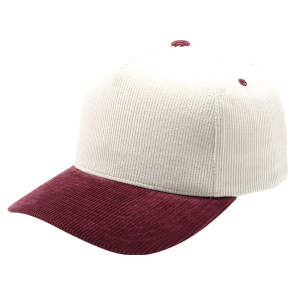 PB331CR Five Panel Two-Tone Corduroy High Frame [Cream/Burgundy]