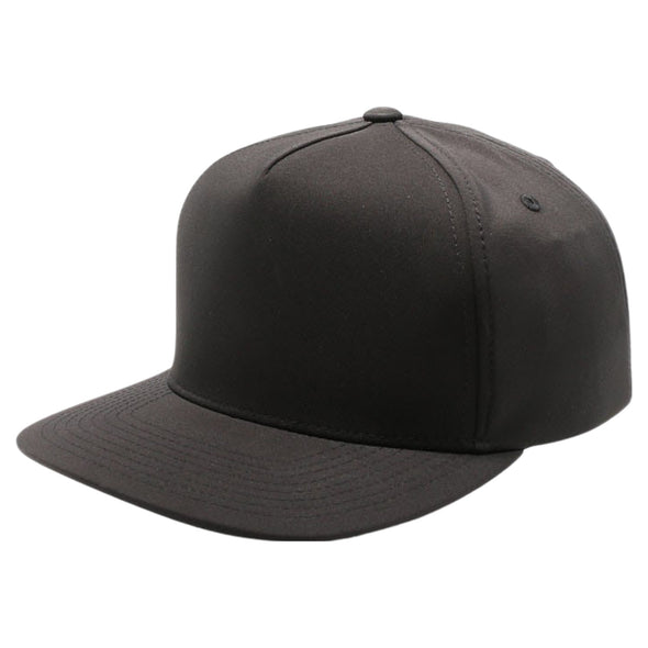 PB302NR 5 Panel Hybrid No Rope Snapback [Black]