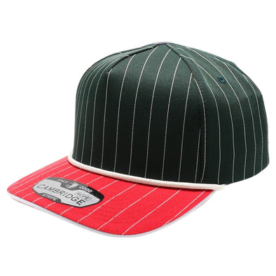 PB328R 5-Panel Pinstripe 2-Tone Snapback With Rope [D.Green/Red]