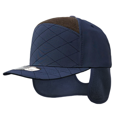 Quilt Camper Ear Flap [Navy/Brown]