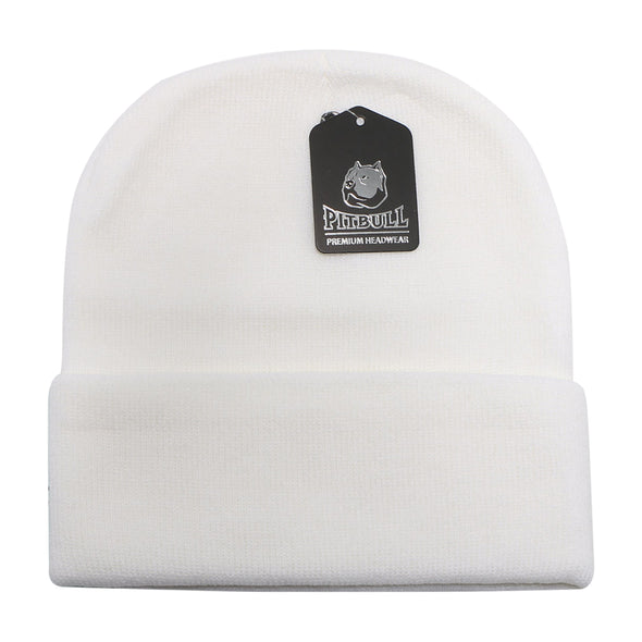 PB179 Pitbull Cambridge Cuffed Knit Beanie Hats [White]