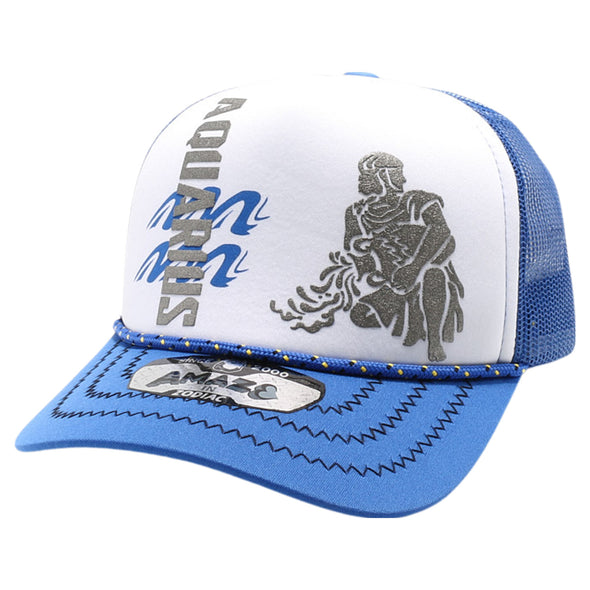 ZDAQ05 AMAZE-IN ZODIAC AQUARIUS ROPE SPONGE TRUCKER [WHITE/ROYAL]