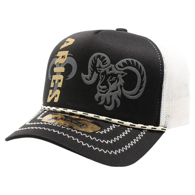 ZDAR06 AMAZE-IN ZODIAC ARIES ROPE SPONGE TRUCKER [BLACK/WHITE]