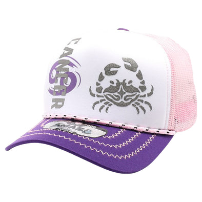 ZDCA07 AMAZE-IN ZODIAC CANCER ROPE SPONGE TRUCKER [WHITE/PURPLE/PINK]