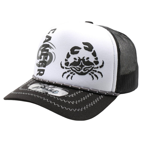 ZDCA03 AMAZE-IN ZODIAC CANCER ROPE SPONGE TRUCKER [WHITE/BLACK]