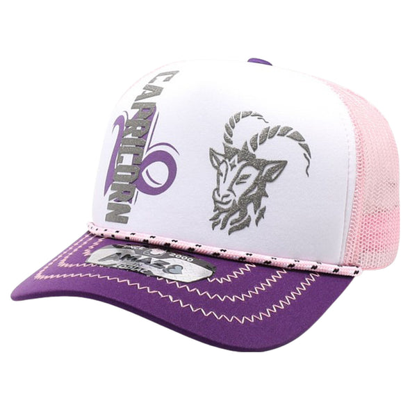 ZDCP07 AMAZE-IN ZODIAC CAPRICORN ROPE SPONGE TRUCKER [WHITE/PURPLE/PINK]