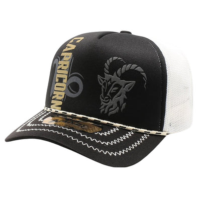 ZDCP06 AMAZE-IN ZODIAC CAPRICORN ROPE SPONGE TRUCKER [BLACK/WHITE]