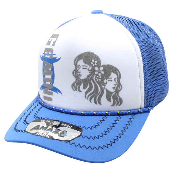 ZDGM05 AMAZE-IN ZODIAC GEMINI ROPE SPONGE TRUCKER [WHITE/ROYAL]