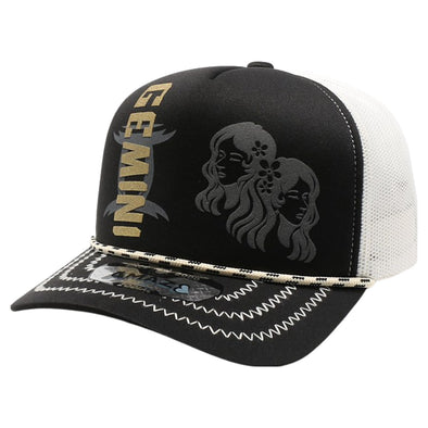 ZDGM06 AMAZE-IN ZODIAC GEMINI ROPE SPONGE TRUCKER [BLACK/WHITE]