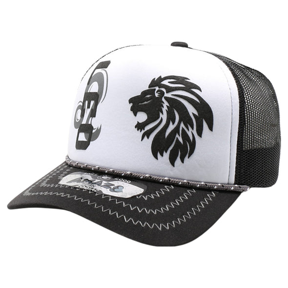 ZDLE03 AMAZE-IN ZODIAC LEO ROPE SPONGE TRUCKER [WHITE/BLACK]