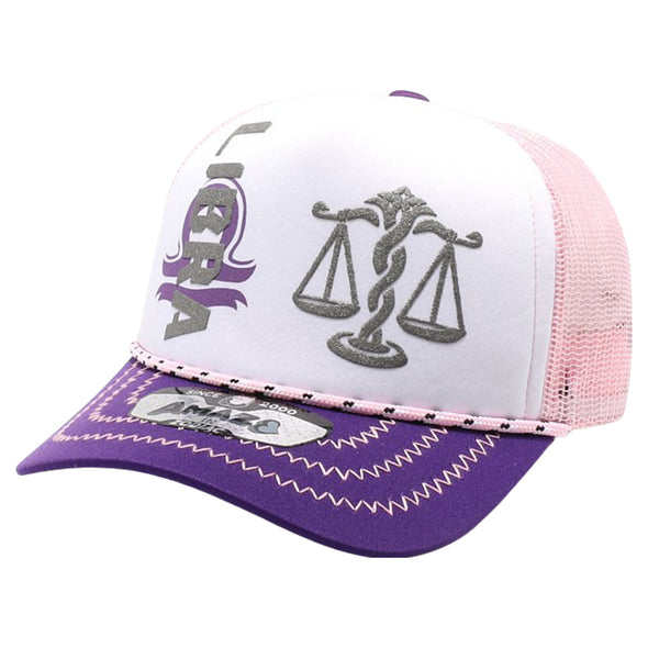 ZDLI07 AMAZE-IN ZODIAC LIBRA ROPE SPONGE TRUCKER [WHITE/PURPLE/PINK]